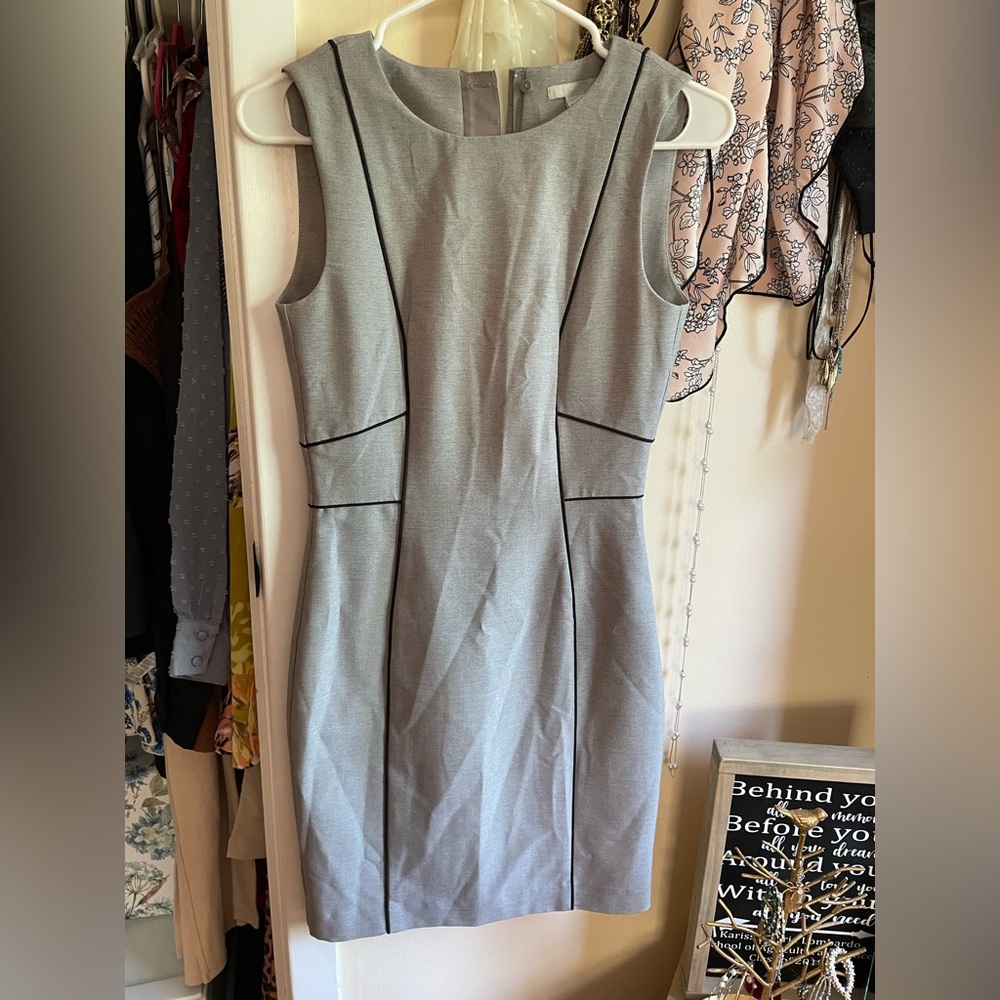 Grey/black asymmetrical business casual dress